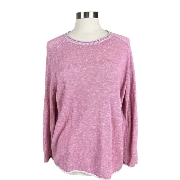 Eileen Fisher Sweater Women Medium M Organic Cotton & Linen Pink boho Lagenlook - Picture 1 of 14